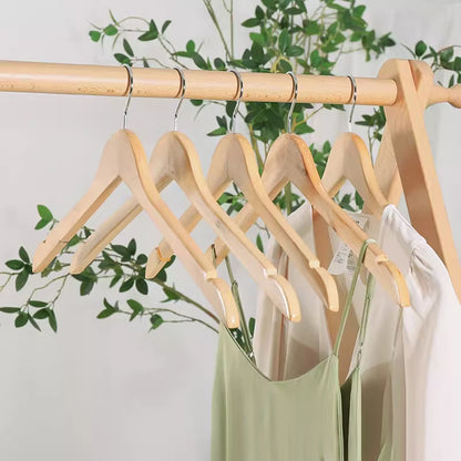 Non-Slip Wooden Hangers Velvet Flocked Space Saving Closet Organizer Combo Set