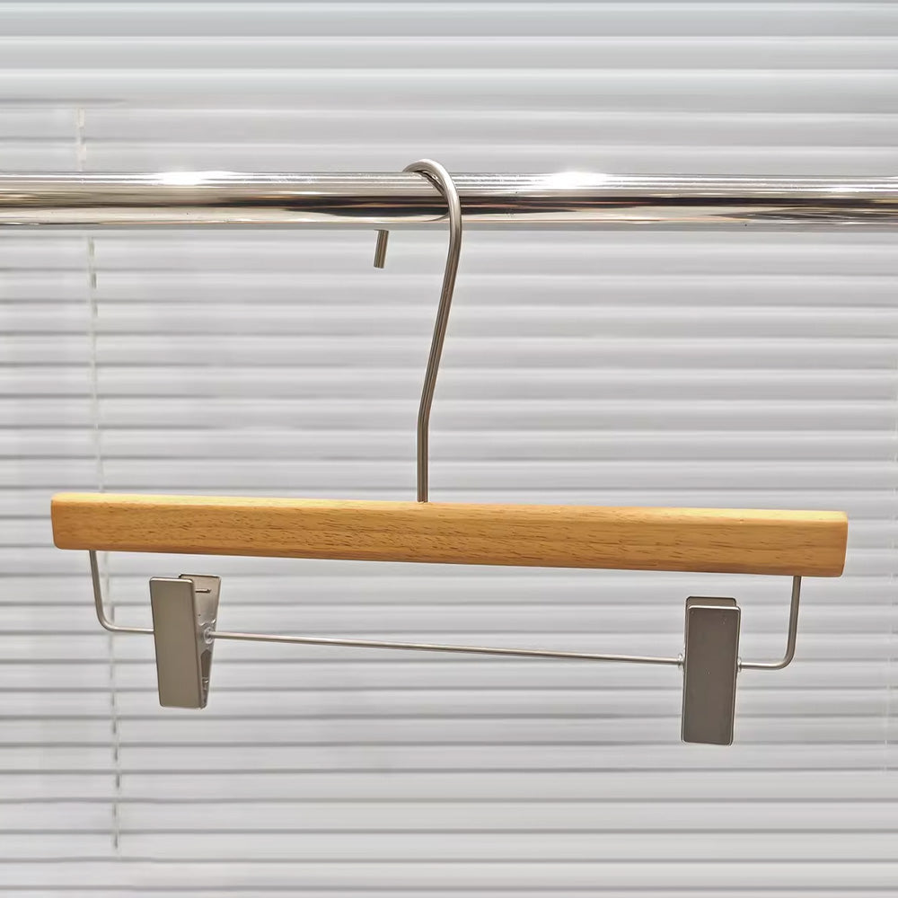 Natural Oak Hangers for Retail Stores - Wooden Coat Hangers with Clips