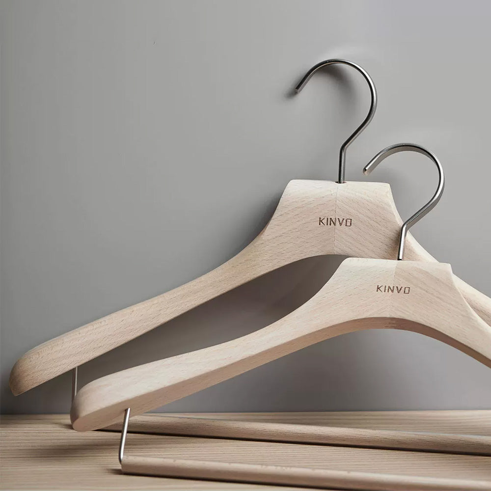 Solid European Beech Wood Hangers for Suits, Coats, Pants & Skirts