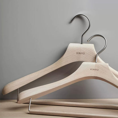 Solid European Beech Wood Hangers for Suits, Coats, Pants & Skirts