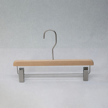 Natural Beech Wood Hangers with Clips for Boutique Clothing Display