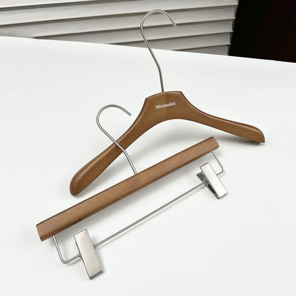 Wholesale Walnut Lacquered Wooden Hangers for Coats, Shirts, Suits & Trousers | OEM Custom