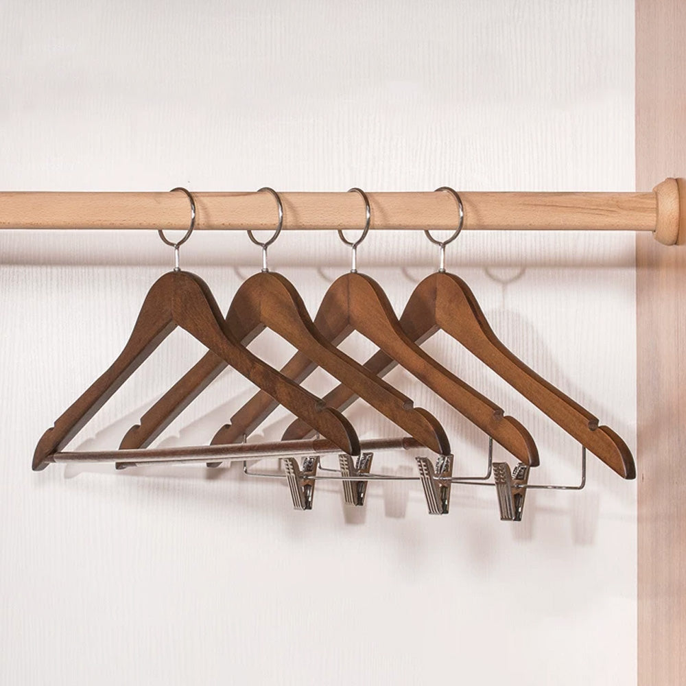 Solid Beech Wood Anti-Theft Hotel Hangers with Closed Ring Hook Wholesale