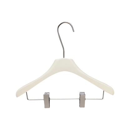 Solid Wood Clothes Hangers with Clips – White Wood Hangers for Suit, Coat & Dress