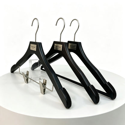 Matte Black Wooden Hangers, 50 Pack | Non-Slip Clothes & Pants Hangers