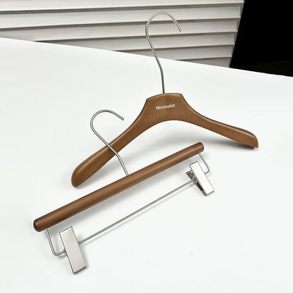 Wholesale Walnut Lacquered Wooden Hangers for Coats, Shirts, Suits & Trousers | OEM Custom
