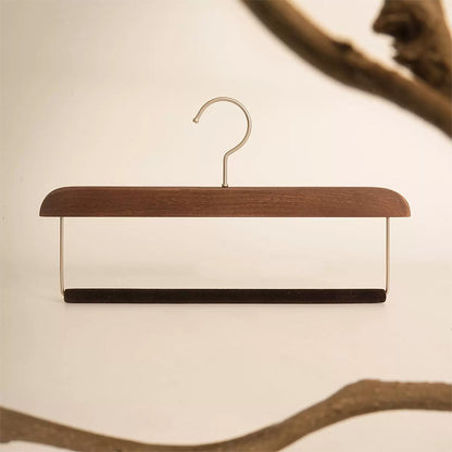 Solid Wood Pants Hanger with Non-Slip Flocked Bar & 360° Swivel Hook