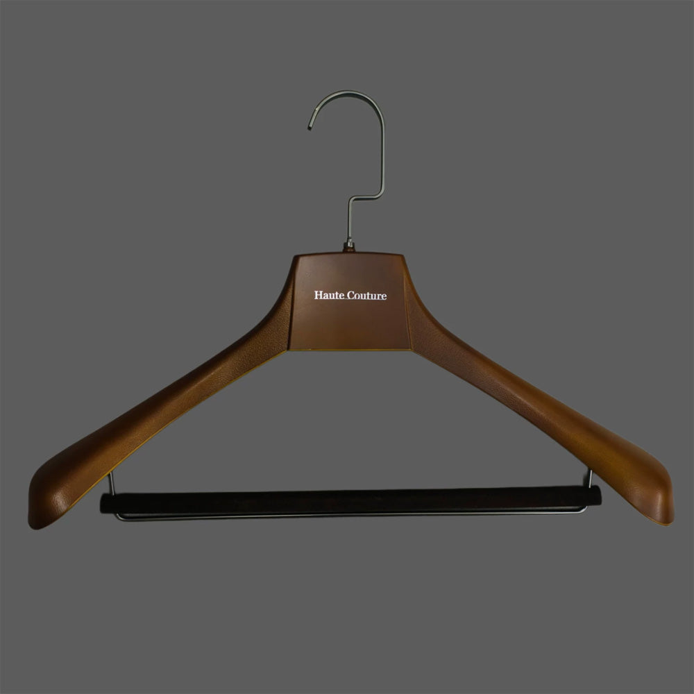 Luxury Wide Shoulder Plastic Hanger with Pants Bar and Custom Logo