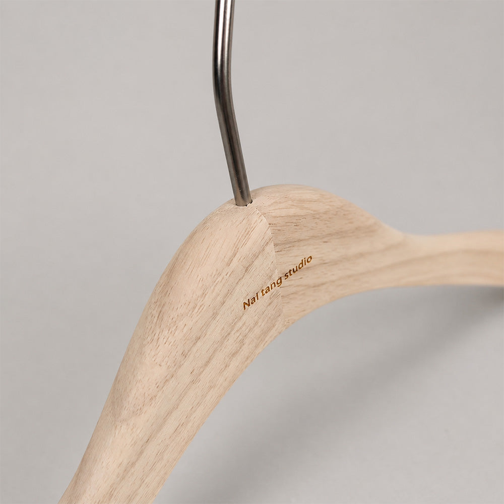 Natural Oak Wooden Suit & Pants Hangers with Clips | Custom Logo