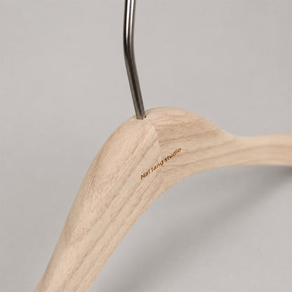 Natural Oak Wooden Suit & Pants Hangers with Clips | Custom Logo