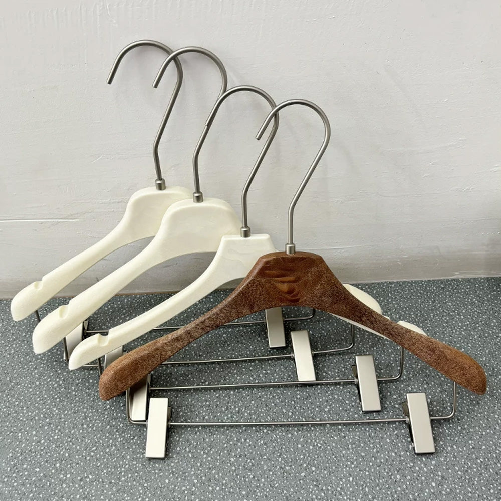 Wholesale Ivory ABS Resin Clothes Hangers with Custom Logo & Adjustable Clips