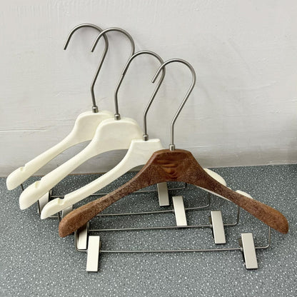 Wholesale Ivory ABS Resin Clothes Hangers with Custom Logo & Adjustable Clips