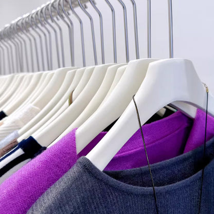 Luxury White Wood Hangers Set - Hotel Grade Clothing Hangers for Dresses Coats | thegarmenthanger