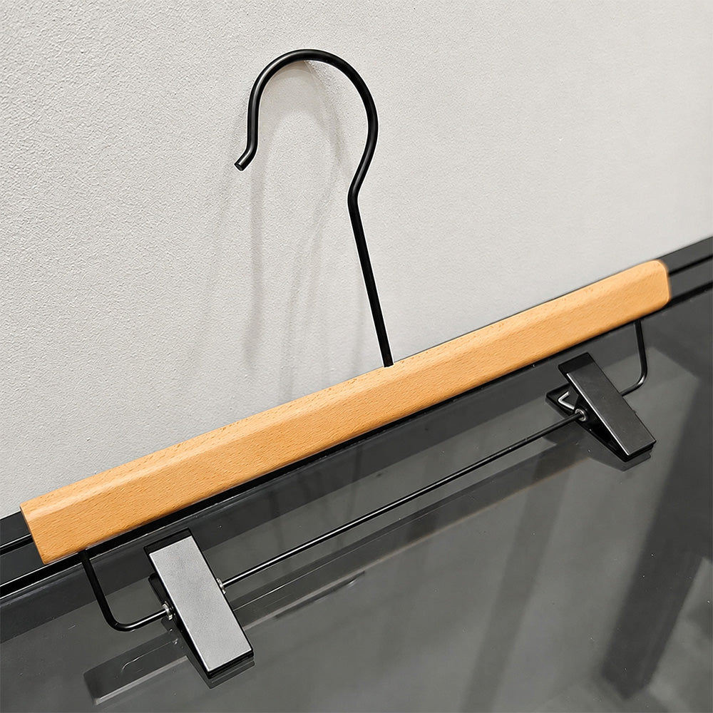 Custom Beech Wood Suit Hangers & Pants Hangers with Clips Wholesale