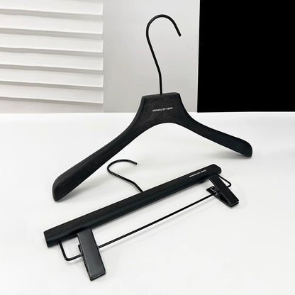 Men's Solid Wood Clothes Hangers | Suit Blazer Trouser Hanger | Walnut Black Natural