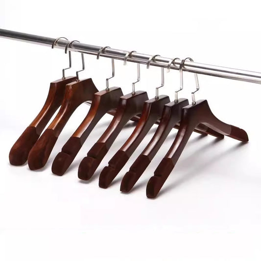 Premium Velvet Wood Hangers - Non-Slip Solid Wood Clothes Hangers for Boutique