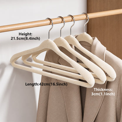 Larĝŝultraj Veluraj Pendumiloj Ne-Glitaj Pezaj Flokitaj Vestpendiloj Spacŝparaj