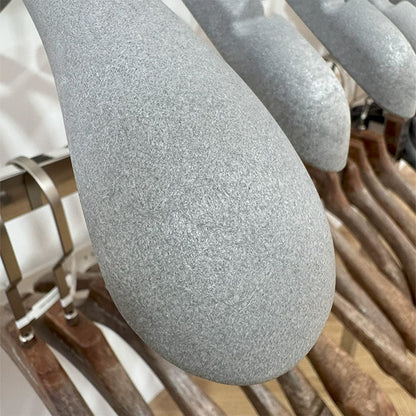 Gray Wood Grain Resin Suit Hangers with Custom Logo for Retail Display