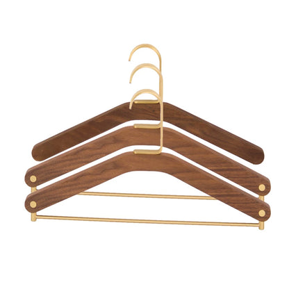 Solid Black Walnut Wood Hangers with Pure Brass Hooks for Suits & Coats