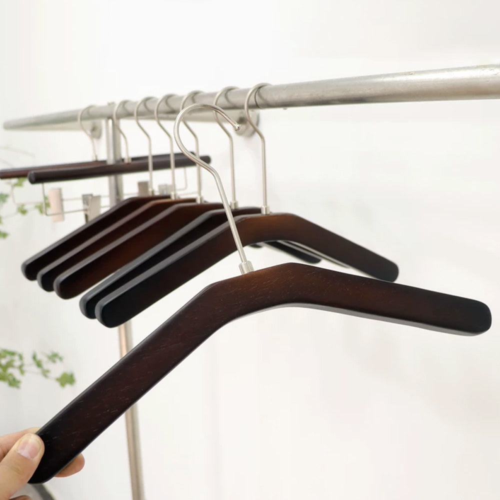Solid Wood Clothes Hangers Wholesale – Black Walnut Color | MOQ 50