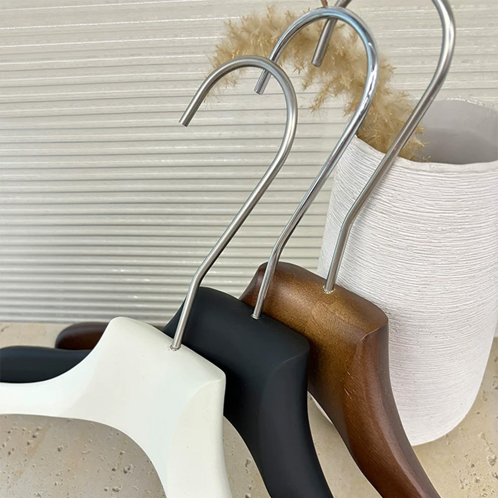 Solid Oak Wooden Hangers for Women with Adjustable Clips & 360° Swivel Hook