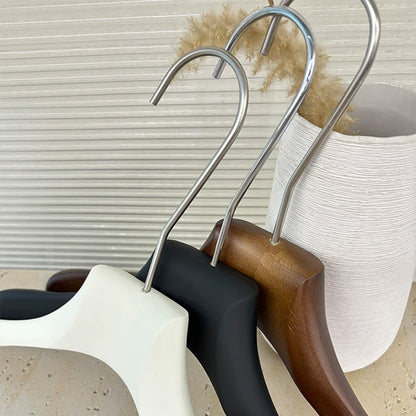 Solid Oak Wooden Hangers for Women with Adjustable Clips & 360° Swivel Hook