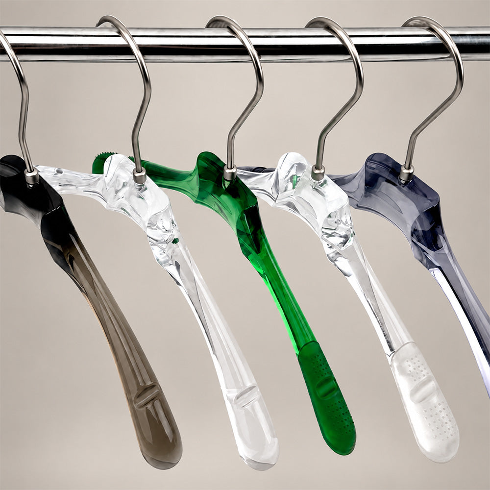 Transparent Acrylic Clothes & Pants Hangers for Boutiques – 50 Pack
