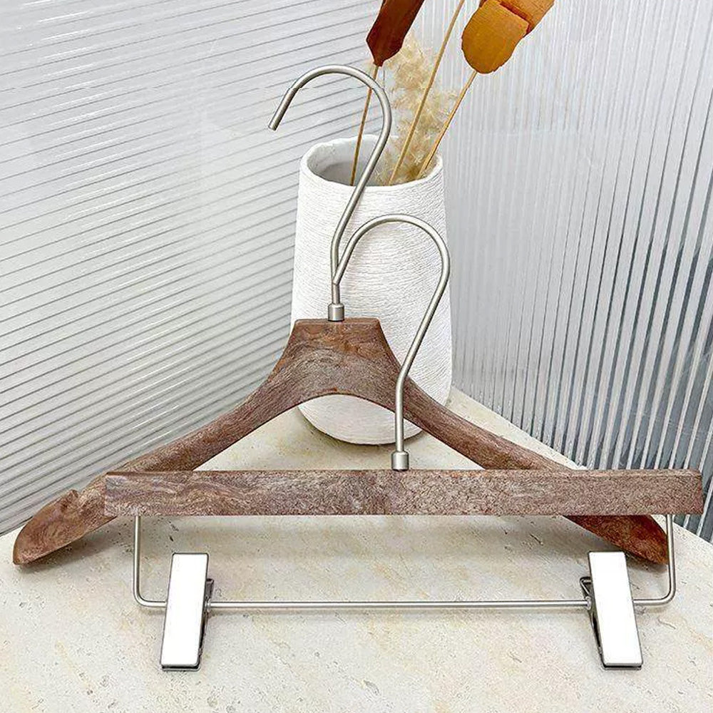 Brown Wood Grain Resin Hangers – Non-Slip Coat Hangers for Suits, Dresses & Coats
