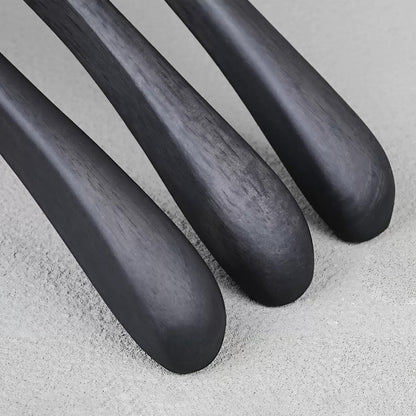 Custom Logo Black Oak Wooden Hangers with Clips for Boutique Stores