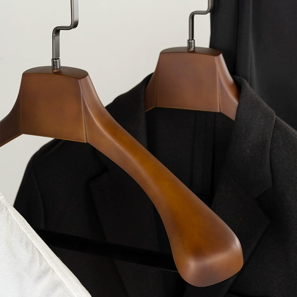 Wholesale Wide Shoulder Plastic Suit Hangers with Flocked Bar & Custom Logo