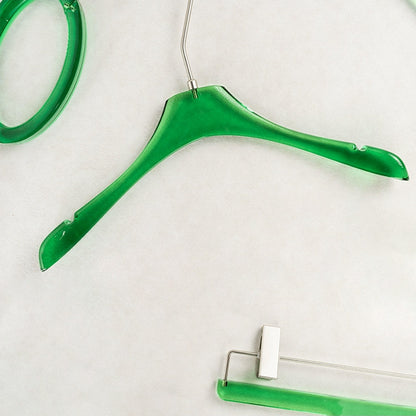Custom Green Acrylic Hangers with Logo | Wholesale Clothing Hangers