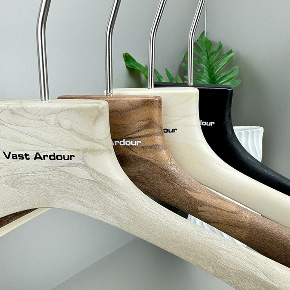 Wood Grain Resin Hangers with Clips for Boutique Clothing Stores