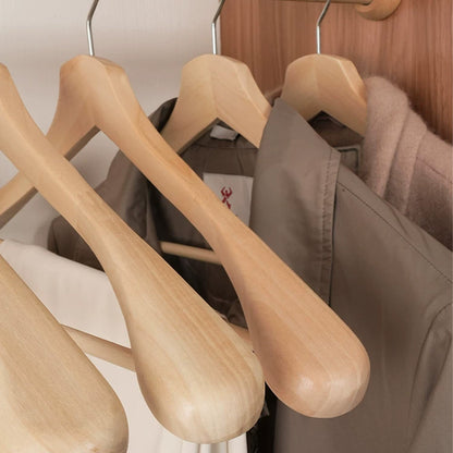 Wide Shoulder Wooden Suit Hanger with Trouser Bar & 360° Swivel Hook