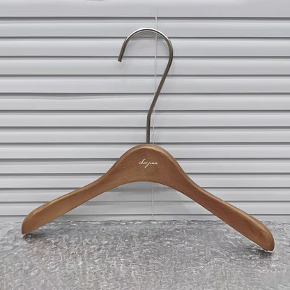 Walnut Oak Children's Hangers Set - Boutique Quality with Logo Customization