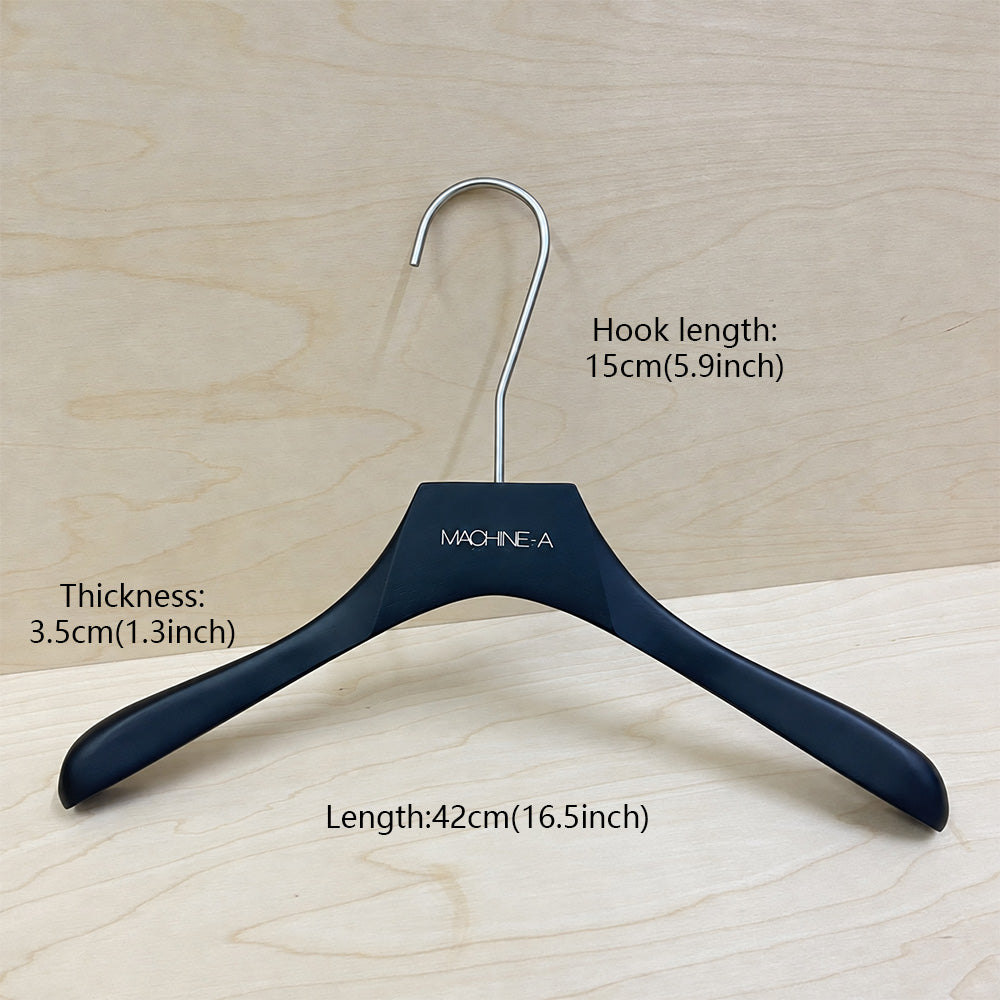 Custom Matte Black Wooden Hangers with Logo | Solid Wood Wholesale