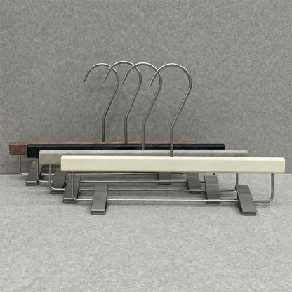 Non-Slip Flocked Resin Woodgrain Hangers for Clothing Stores
