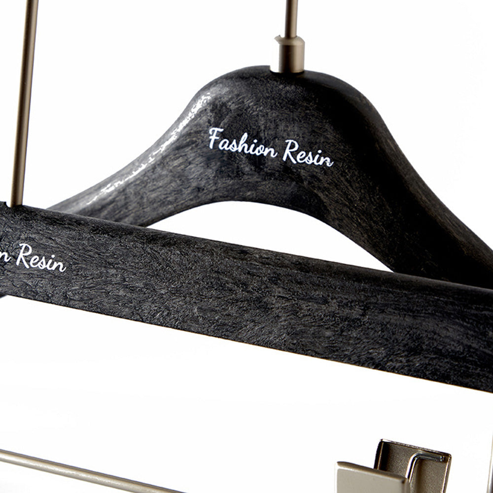 Luxury Matte Black Resin Suit Hanger & Pants Hanger for Men's Wardrobe