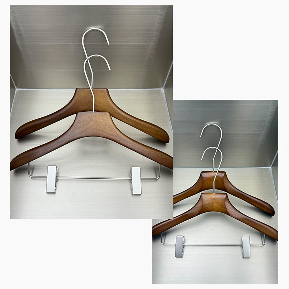 Walnut Beech Wood Hangers Wholesale – Suit & Pants Hangers with Clips