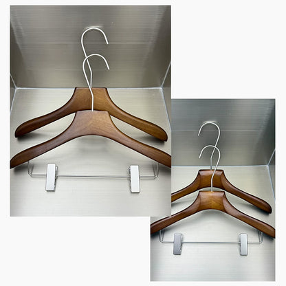 Walnut Beech Wood Hangers Wholesale – Suit & Pants Hangers with Clips