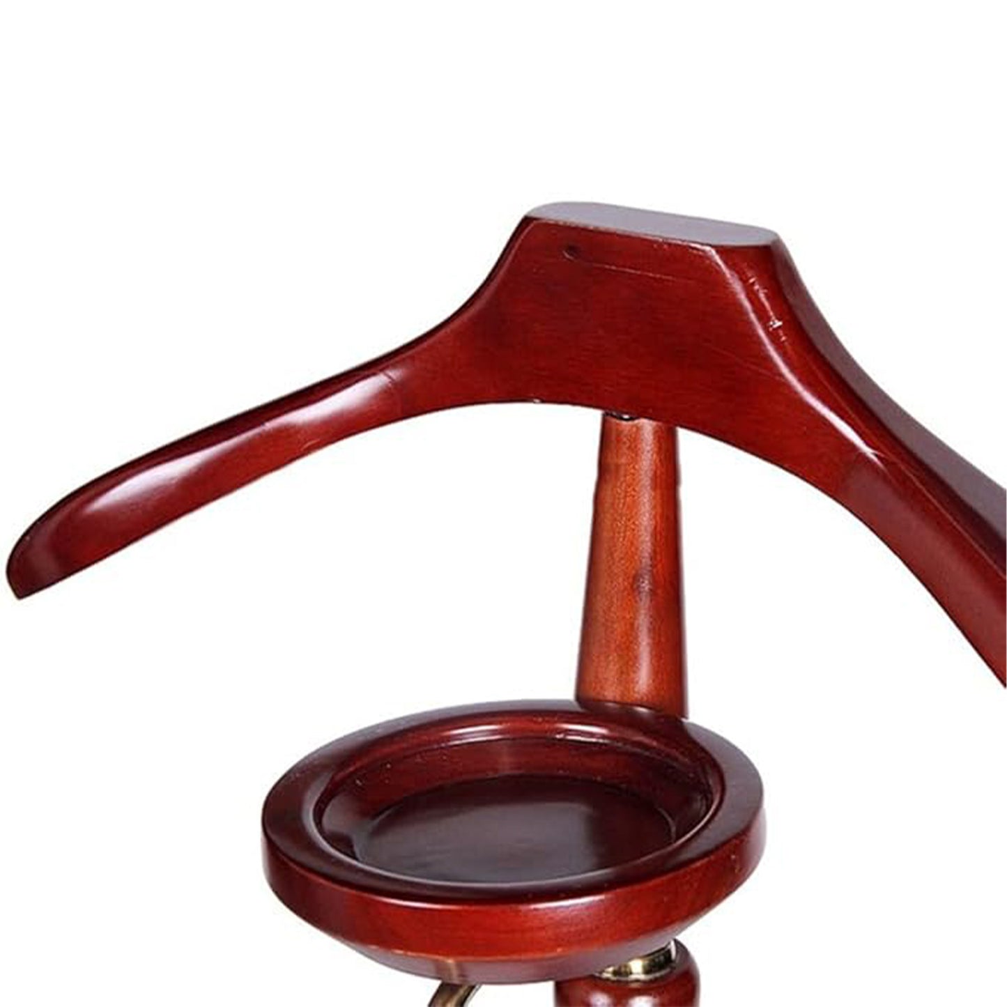 Luxury Solid Wood Suit Valet Stand with Brass Accents – Freestanding Clothes Organizer