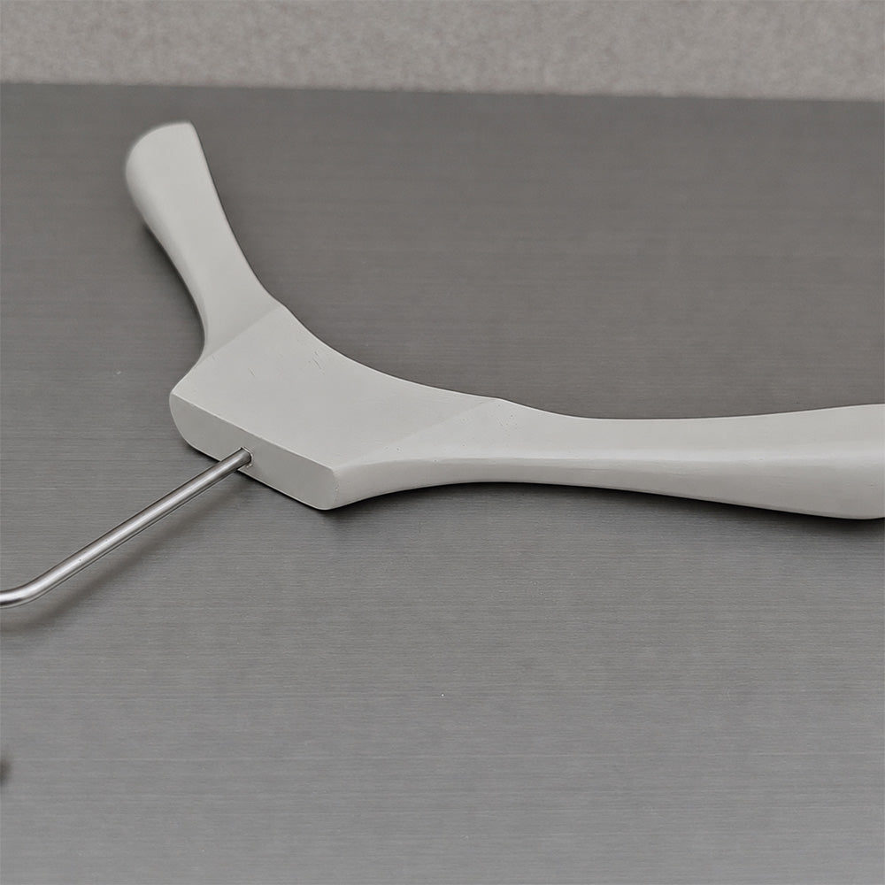Wholesale Gray Wooden Kids Clothes Hangers with Adjustable Clips