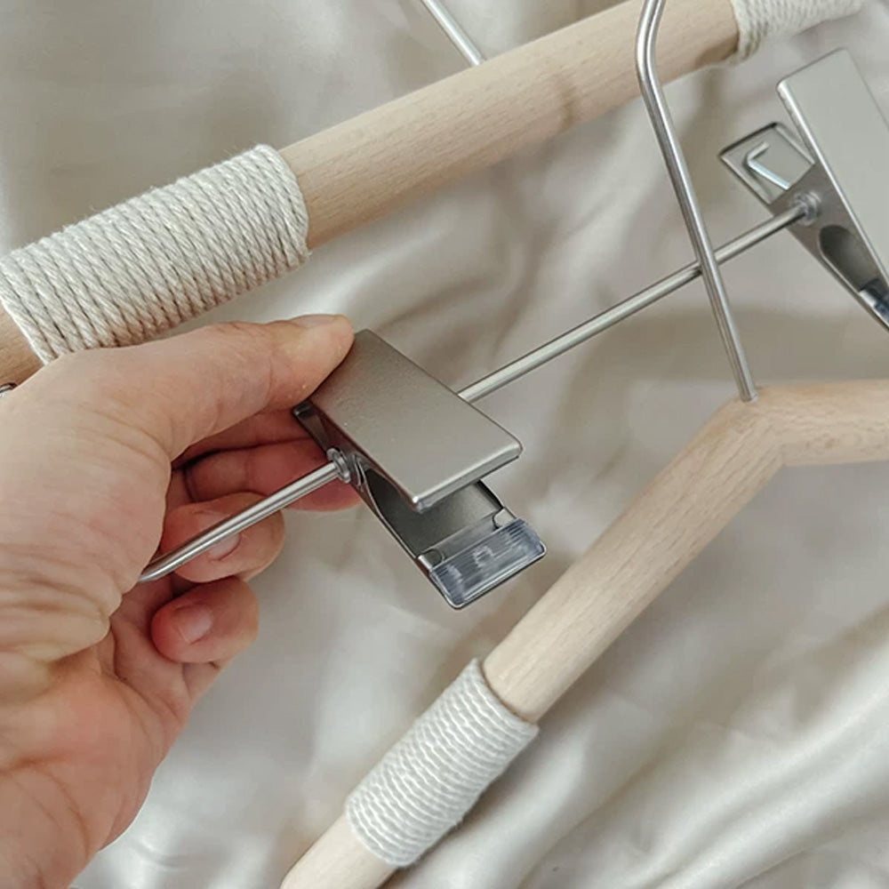 Kids Beech Wood Hangers with Rope | Natural Wooden Children's Clothes & Pants Hanger