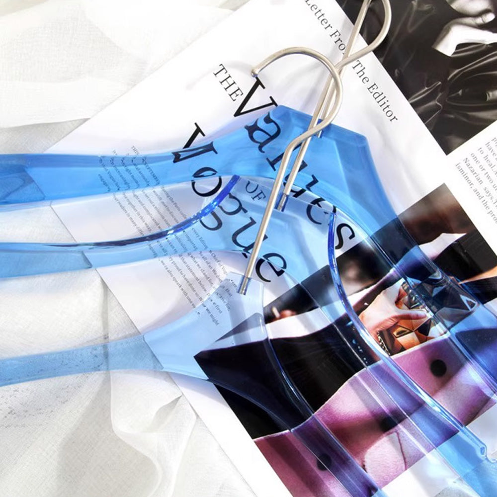 Premium Blue Acrylic Clothes Hanger with Pants Clip - Durable Unisex Store Display