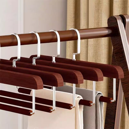 Luxury Wood Trouser Hanger - Velvet Anti-Slip Pants Rack for Wrinkle-Free Garment Care