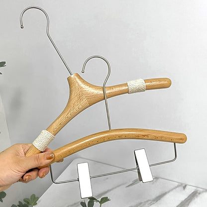Kids Wooden Clothes Hangers and Adjustable Clip Pants Hanger