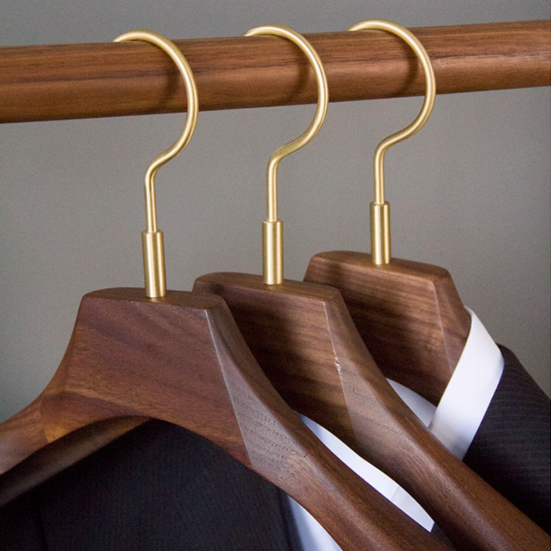 Premium Black Walnut Wood Hangers - Hotel Quality Non-Slip Wide Shoulder Coat Hangers