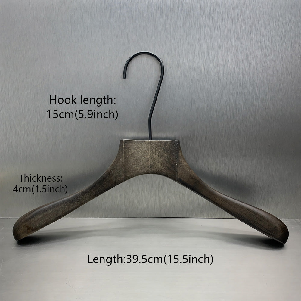 Custom Black Rubber Wood Hangers with Clips for Suits & Pants