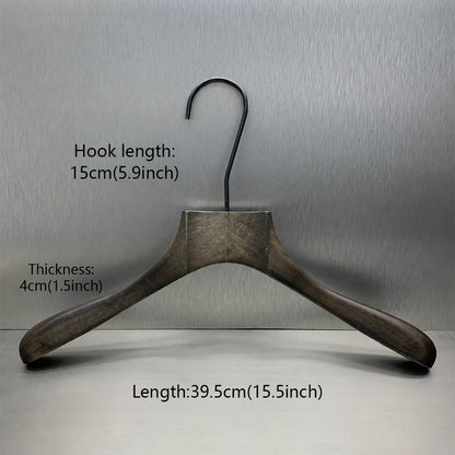 Custom Black Rubber Wood Hangers with Clips for Suits & Pants