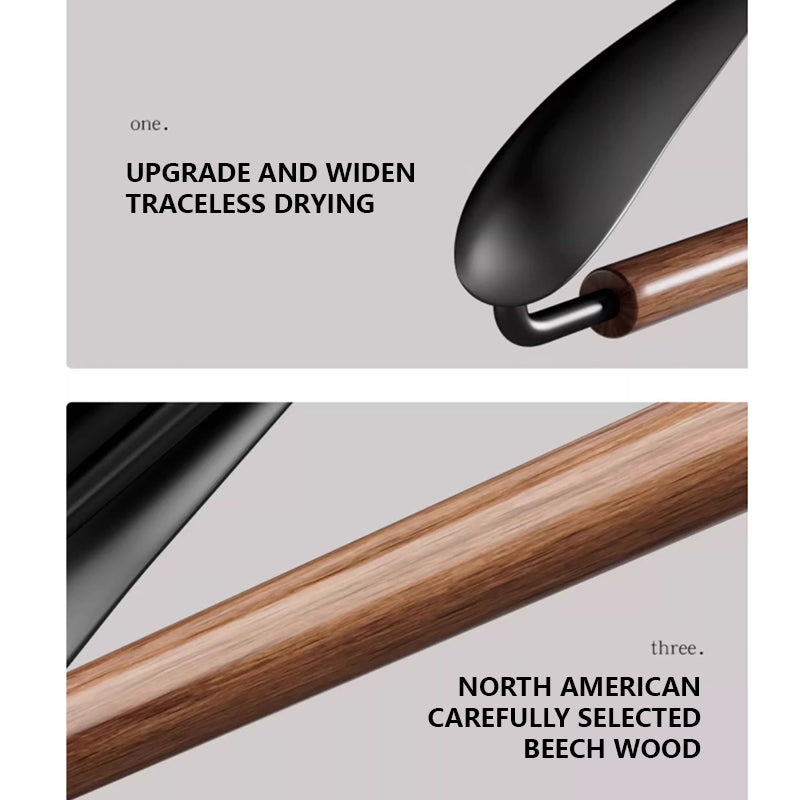 Solid Beech Wood Hangers Iron Hook - Luxury Wide Shoulder Hangers Hotel & Retail