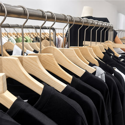 Custom Ash Wood Women’s Clothes & Pants Hangers with Clips Wholesale